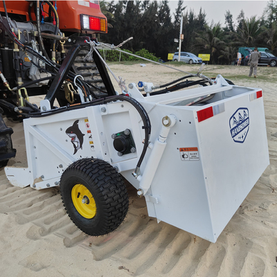 Traktor pembersih pantai pasir industri dipasang layar bergetar yang dikendalikan secara hidrolik